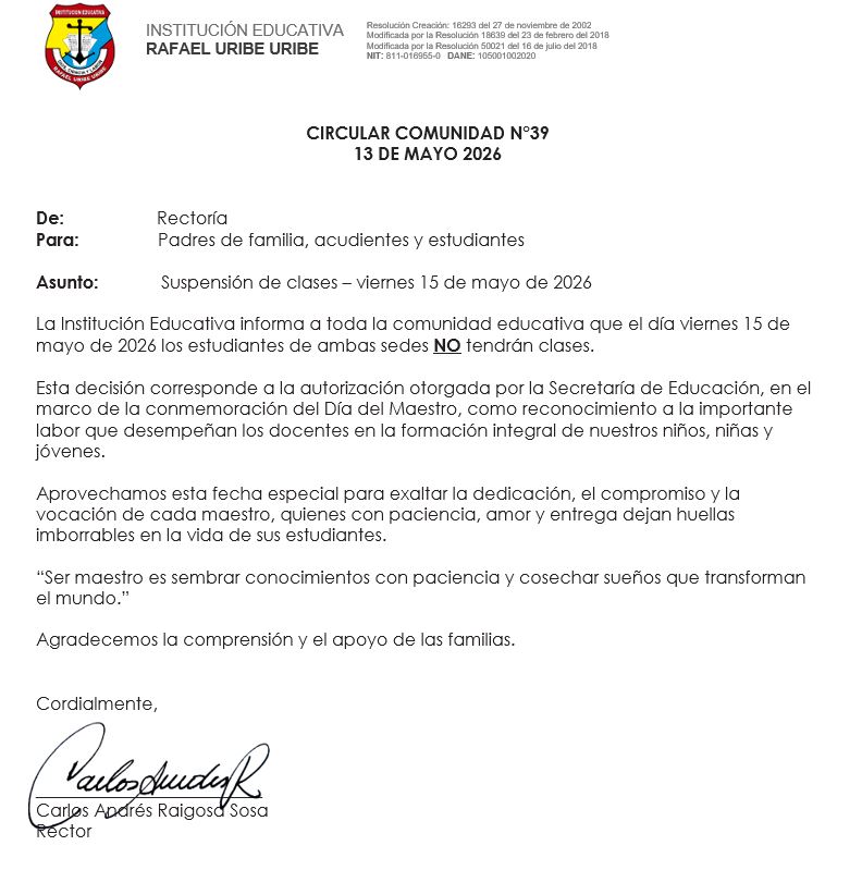CIRCULAR INFORMATIVA N 39